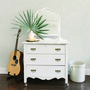 Show details for Periwinkle Green Textured Floral Wallpaper