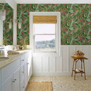 Show details for Alfresco Coral Tropical Palm Wallpaper