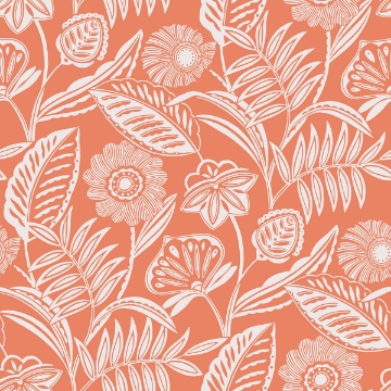 Picture of Alma Coral Tropical Floral Wallpaper