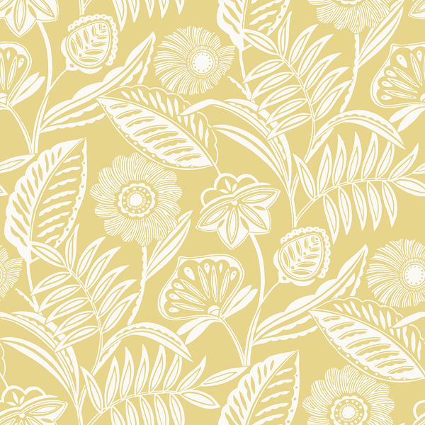 Picture of Alma Yellow Tropical Floral Wallpaper