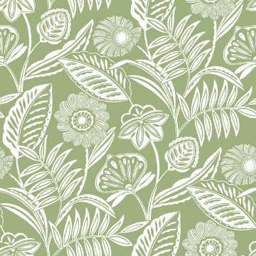 Picture of Alma Green Tropical Floral Wallpaper