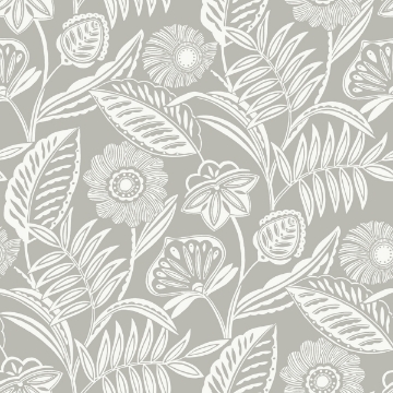 Picture of Alma Light Grey Tropical Floral Wallpaper
