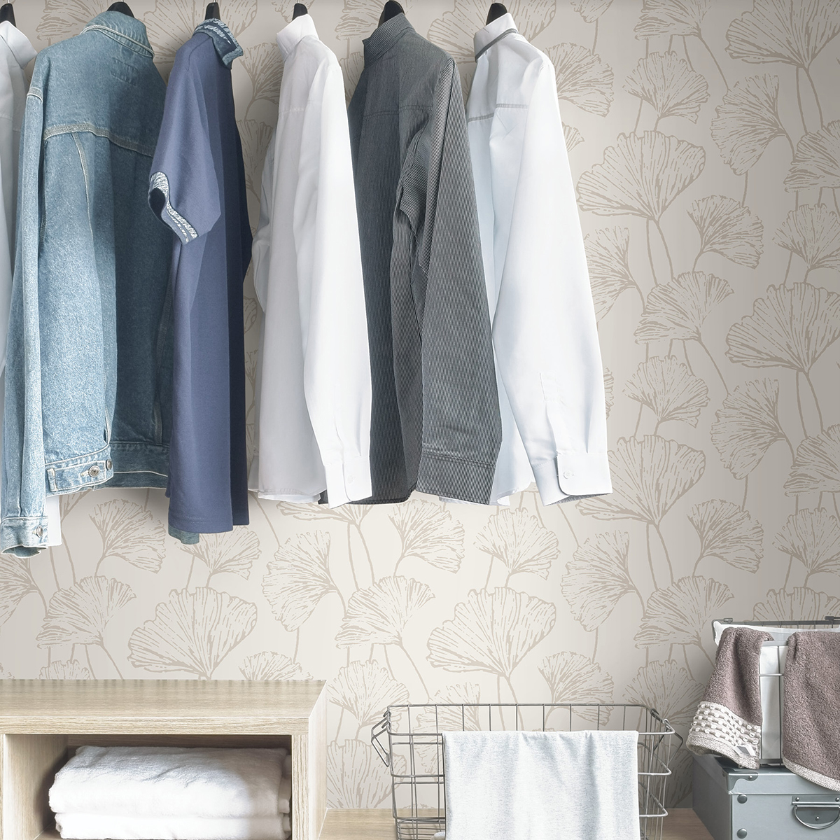 NUS3578 Silver Hikarigaoka Peel and Stick Wallpaper by NuWallpaper