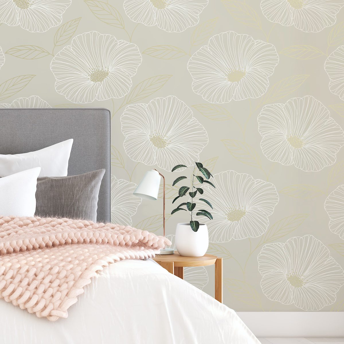 NUS3579 - Dove Floweret Peel and Stick Wallpaper - by NuWallpaper