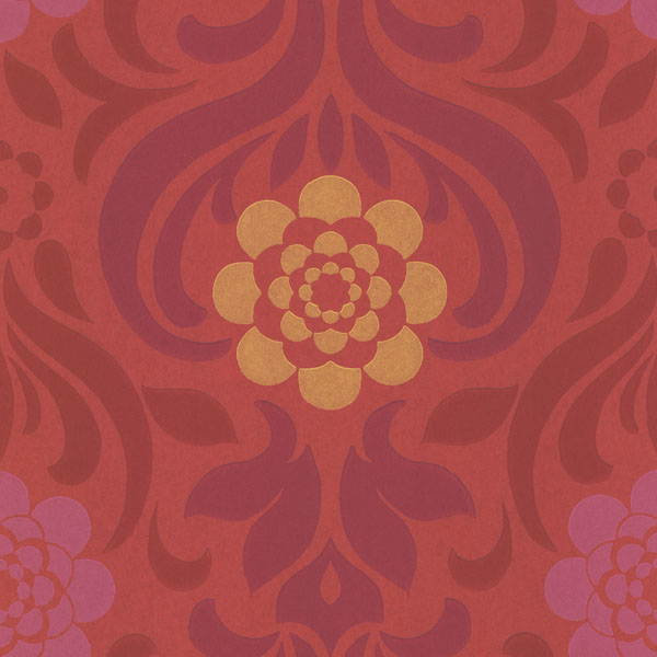 Picture of Abagail Red Floral Medallion Wallpaper