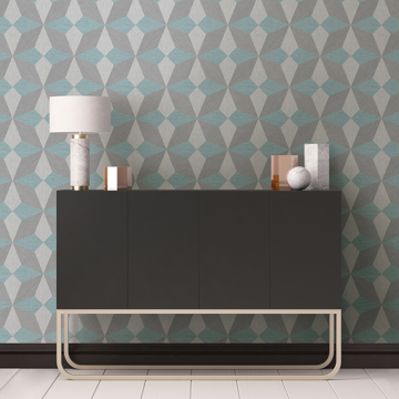 Show details for Valiant Light Blue Faux Grasscloth Mosaic Wallpaper