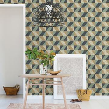 Show details for Cerium Blue Concrete Geometric Wallpaper