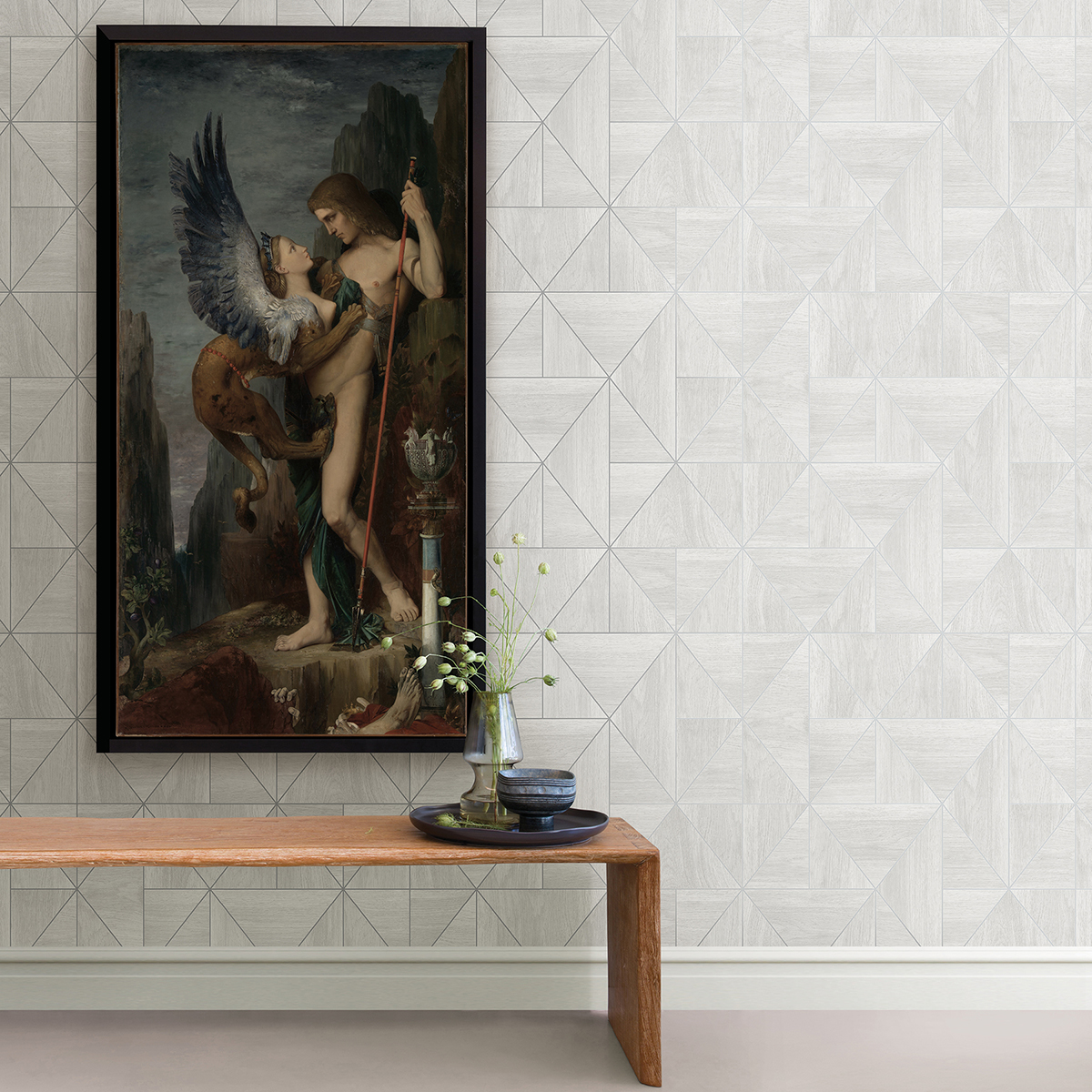 289625320 Cheverny Light Grey Wood Tile Wallpaper by Decorline
