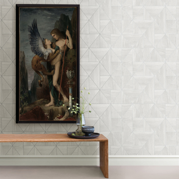 Show details for Cheverny Light Grey Wood Tile Wallpaper