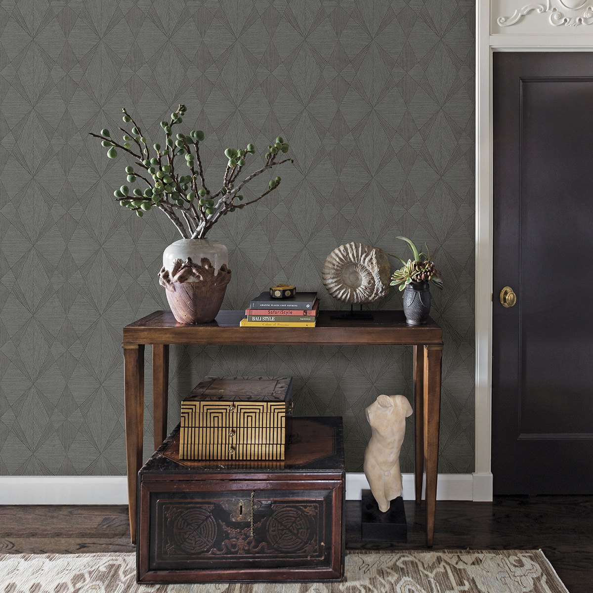 289625334 Intrinsic Dark Grey Textured Geometric Wallpaper by