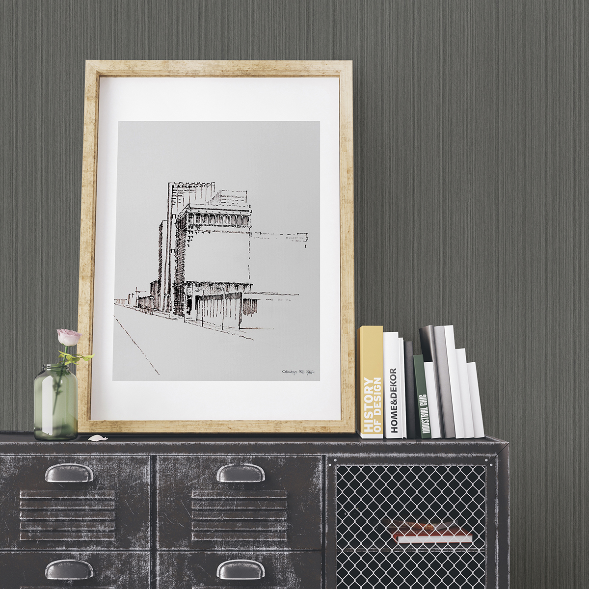 289625339 Crewe Charcoal Vertical Woodgrain Wallpaper by Decorline