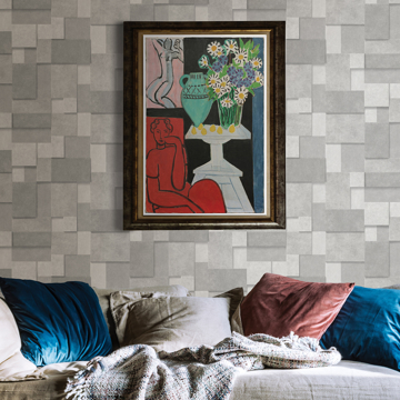 Show details for Duchamp Silver Patchwork Metallic Wallpaper
