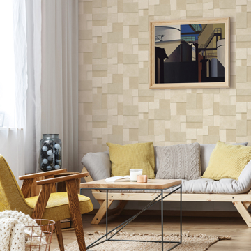 Show details for Duchamp Wheat Patchwork Metallic Wallpaper