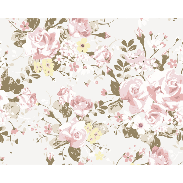 WALS0391 - Vintage Rose Pattern Wall Mural - by OhPopsi
