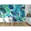Picture of Turquoise and Green Tropical Leaves Wall Mural