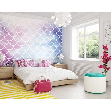 Show details for Watercolour Mermaid Scales Wall Mural