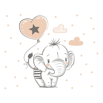 Show details for Balloon Cartoon Elephant Wall Mural