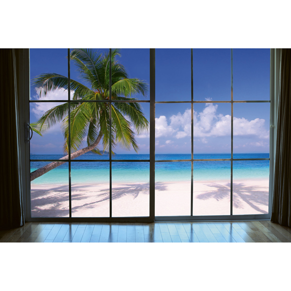 Picture of Beach Window View Wall Mural