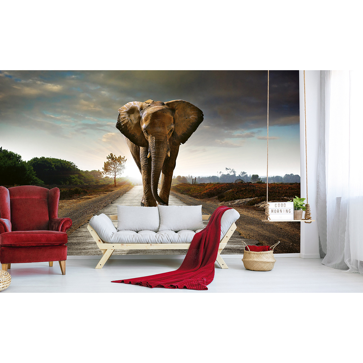 MS50225 Walking Elephant Wall Mural by Dimex