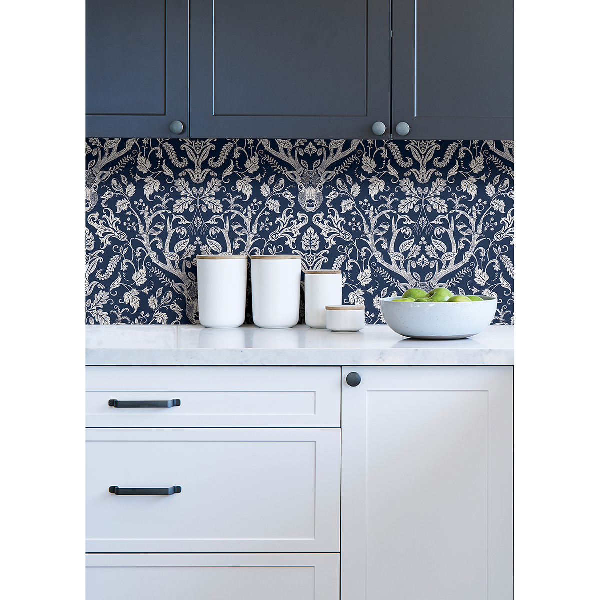 NUS3680 Navy Escape to the Forest Peel and Stick Wallpaper by