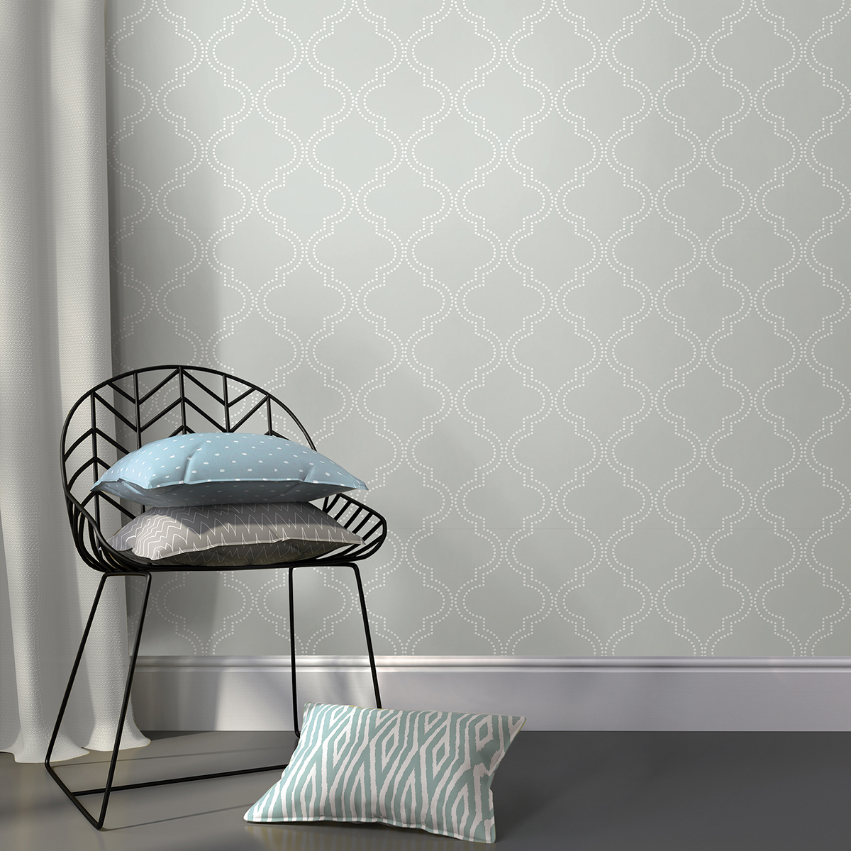 NU1426S - Grey Quatrefoil Peel & Stick Wallpaper - by Wallpops