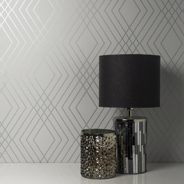 Show details for Shard Silver Trellis Wallpaper