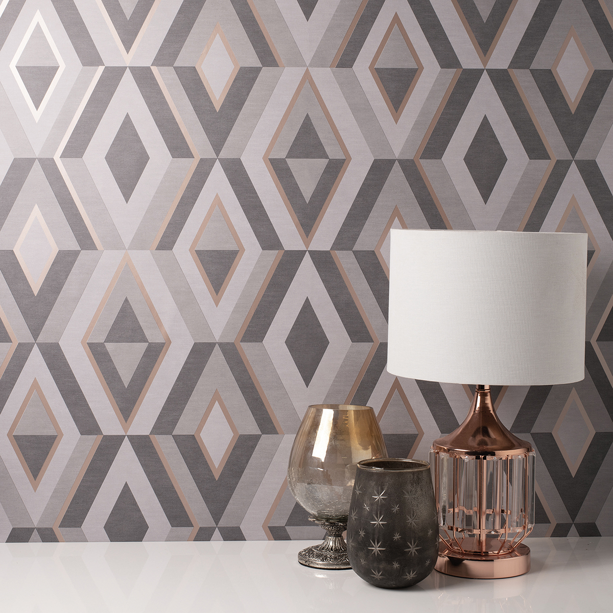 FD42607 Shard Charcoal Geometric Wallpaper by Fine Decor