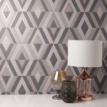 Show details for Shard Charcoal Geometric Wallpaper