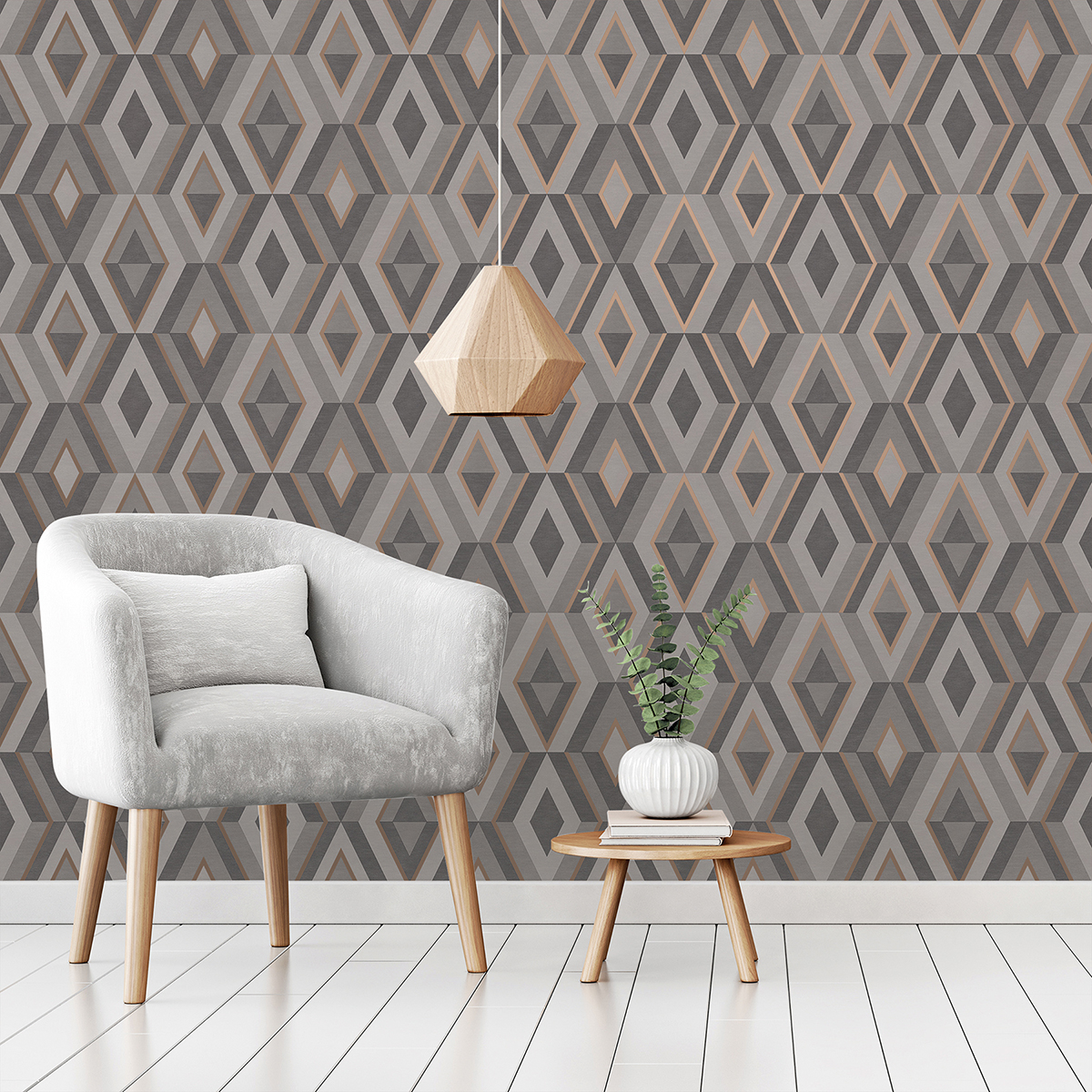 FD42607 Shard Charcoal Geometric Wallpaper by Fine Decor