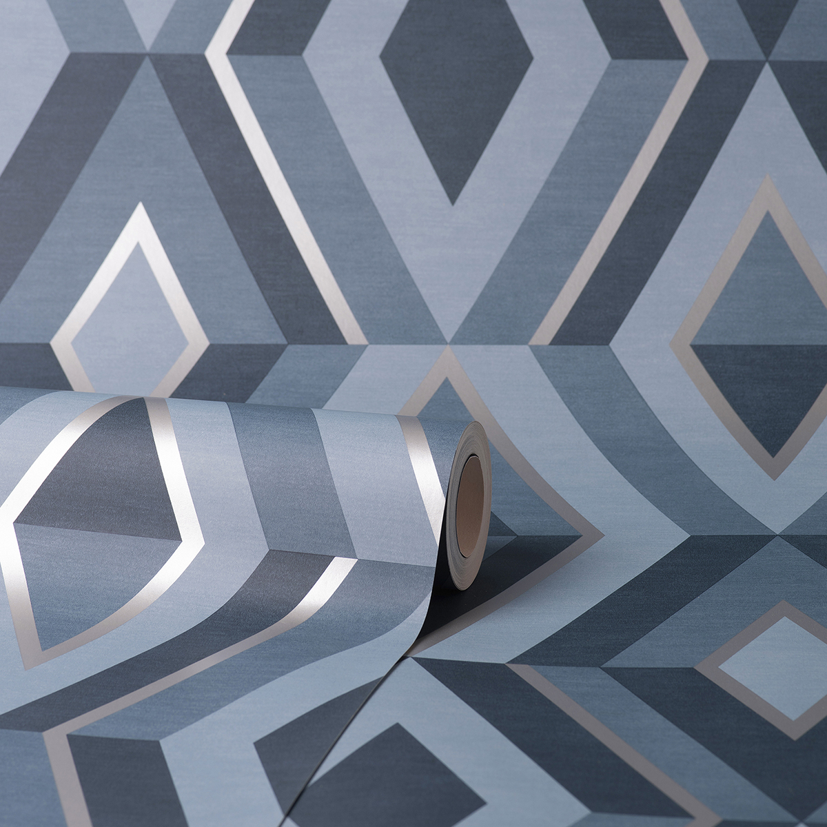 FD42608 Shard Blue Geometric Wallpaper by Fine Decor