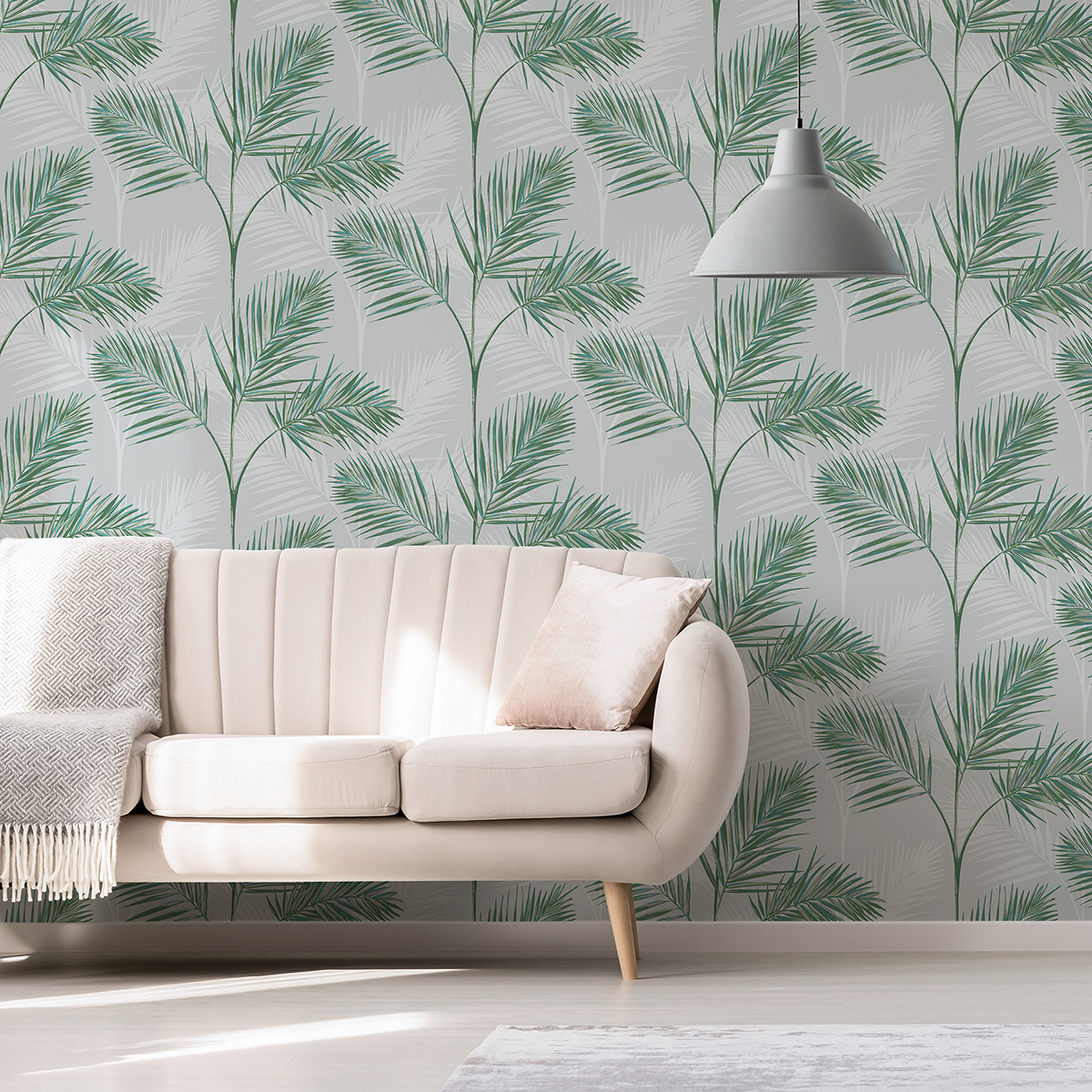 FD42678 - South Beach Stone Fronds Wallpaper - by Fine Decor