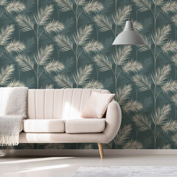 Show details for South Beach Evergreen Fronds Wallpaper