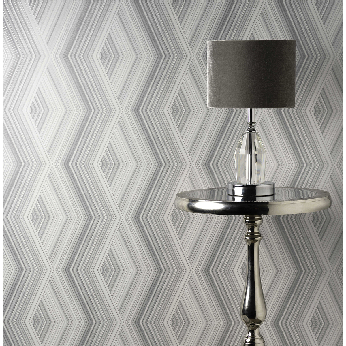 M1580 Aura Silver Geometric Wallpaper by Crown