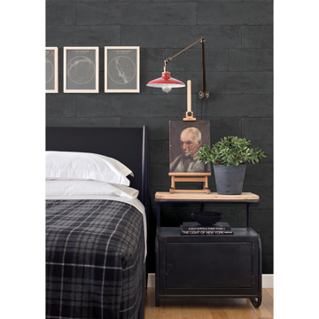Show details for Lanier Black Stone Plank Wallpaper