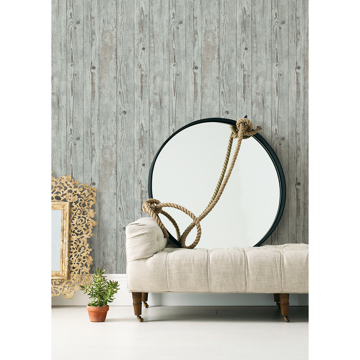 Show details for Albright Light Blue Weathered Oak Panels Wallpaper