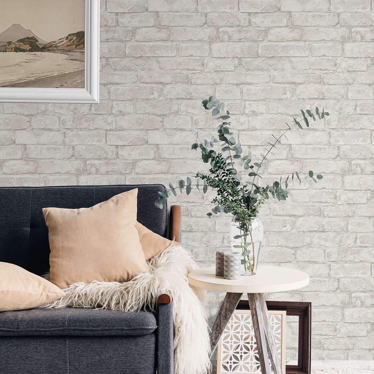 NHS3709 - White Denver Brick Peel and Stick Wallpaper - by InHome