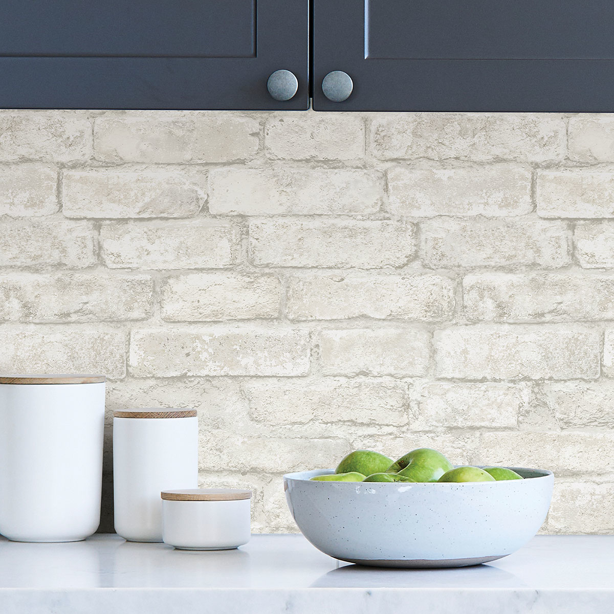 NHS3709 White Denver Brick Peel and Stick Wallpaper by InHome