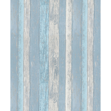 Show details for Cannon Blue Distressed Wood Wallpaper