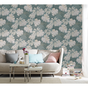 Show details for Nona Grey Tropical Leaves Wallpaper