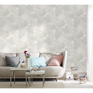 Show details for Nona Cream Tropical Leaves Wallpaper
