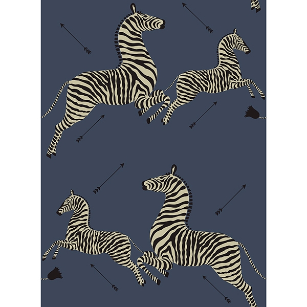 Picture of Denim Zebra Safari Scalamandré Self Adhesive Wallpaper