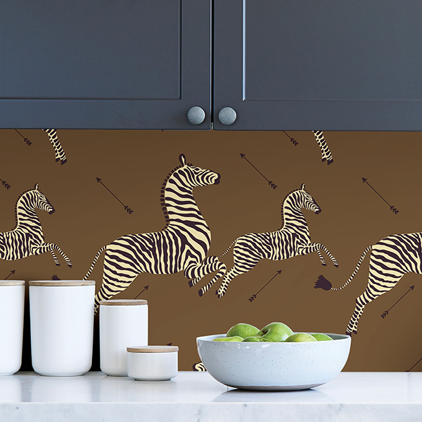 SCS3872 Safari Brown Zebra Safari Scalamandré Self Adhesive Wallpaper