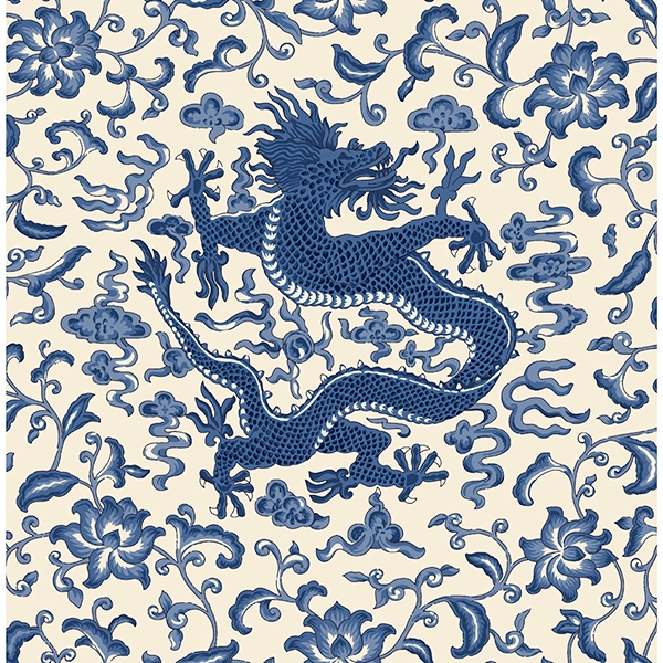 Picture of Indigo Chien  Dragon Scalamandre Self Adhesive Wallpaper