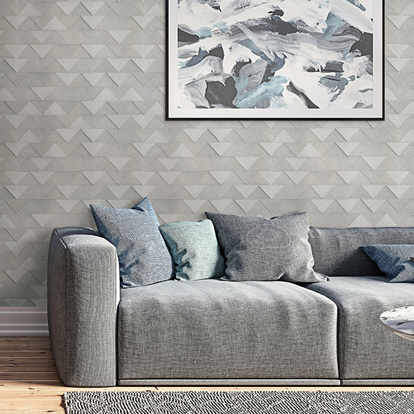 C88610 - Matrix Grey Triangle Wallpaper - by Fine Decor