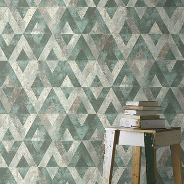 Show details for Shikhar Teal Geometric Wallpaper