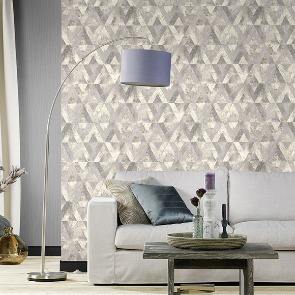 RH535518 Shikhar Silver Geometric Wallpaper by Rasch