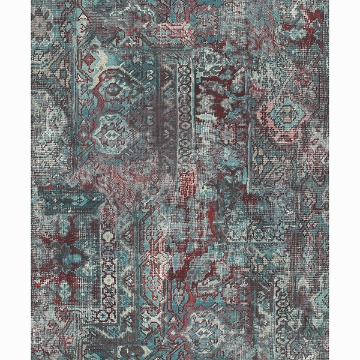 Picture of Hamadan Teal Textile Wallpaper