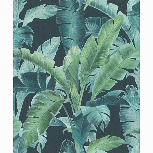 Picture of Orissa Dark Blue Palm Frond Wallpaper