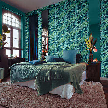 Show details for Orissa Dark Blue Palm Frond Wallpaper