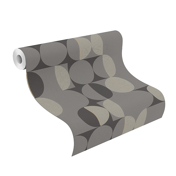 RH538052 Cakara Grey Geometric Wallpaper by Rasch
